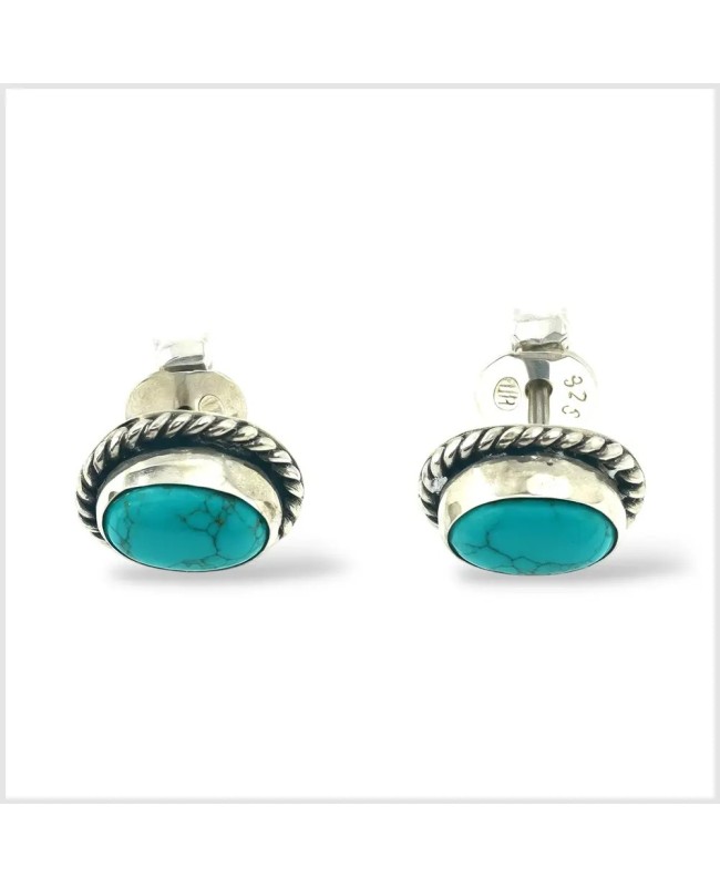 BELAZILA - Puces d'oreilles en argent et turquoise | BouclesArgent.com
