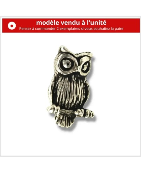 HIBOU - Puce d'oreille en argent - À l’unité | BouclesArgent.com