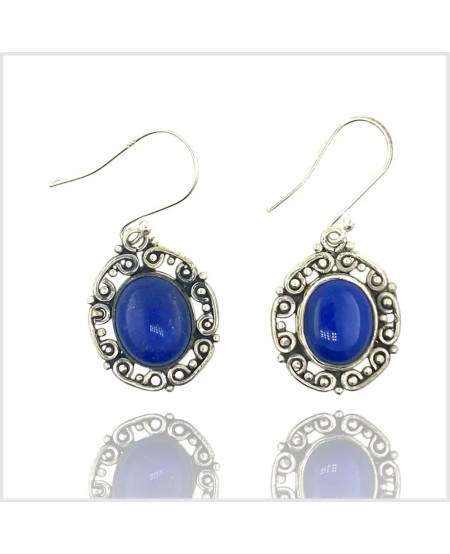 TEYATZUYANI - Boucles d'oreilles en argent et lapis lazuli | BouclesArgent.com