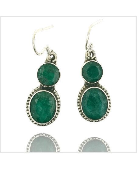 KOSAUMAI - Boucles d'oreilles en argent et emeraude | BouclesArgent.com