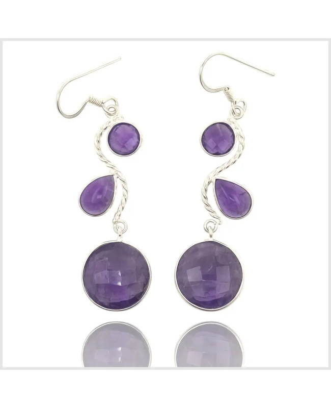 BELLANERA - Boucles d'oreilles en argent et améthyste | BouclesArgent.com