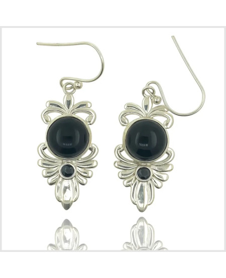 MELADINACIRA - Boucles d'oreilles en argent et onyx | BouclesArgent.com