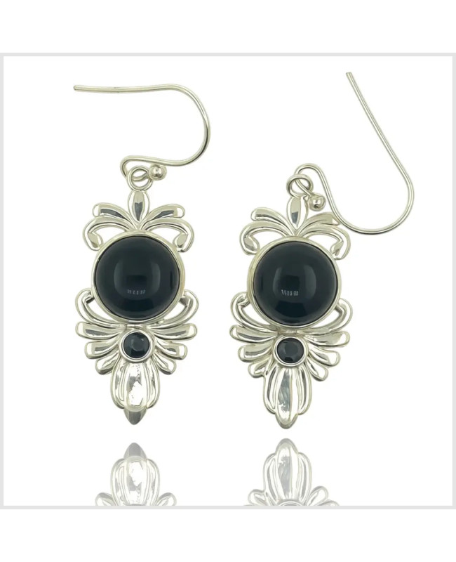 MELADINACIRA - Boucles d'oreilles en argent et onyx | BouclesArgent.com
