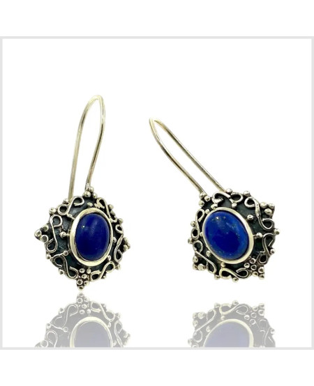 NIRAZUNORA - Boucles d'oreilles en argent et lapis lazuli | BouclesArgent.com