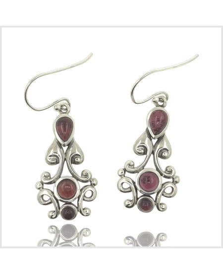 KELASIMA - Boucles d'oreilles en argent et grenat | BouclesArgent.com
