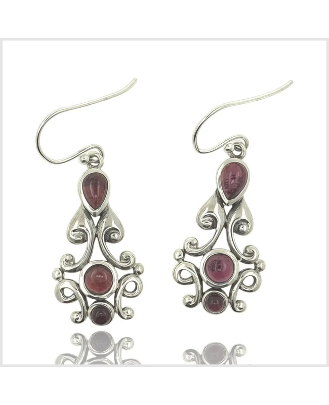 KELASIMA - Boucles d'oreilles en argent et grenat | BouclesArgent.com