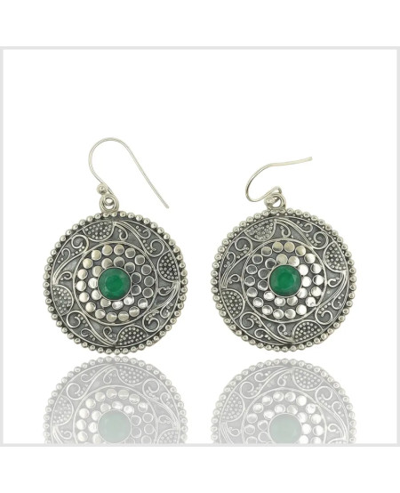 ZUNKANI - Boucles d'oreilles en argent et emeraude | BouclesArgent.com