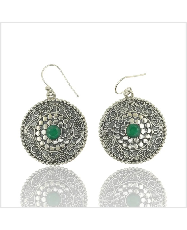 ZUNKANI - Boucles d'oreilles en argent et emeraude | BouclesArgent.com