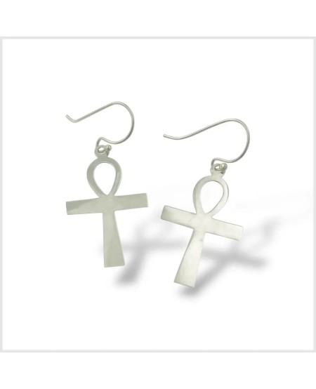 ANKH - Boucles d'oreilles en argent - Croix égyptienne| BouclesArgent.com