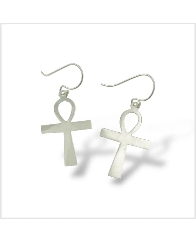 ANKH - Boucles d'oreilles en argent - Croix égyptienne| BouclesArgent.com